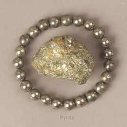 Strand 6/8MM Natural Pyrite Stone Bracelet For Men Promoting Blood Circulation Healing Energy Meditation Women Bracelets Jewellery Gifts