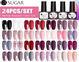 24pcs Gel Nail Polish Set Nude Glitter Semi Permanent UV Led Art Hybrid Varnishes Base Top Coat Nails8322618