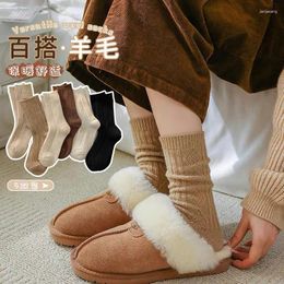 Women Socks Brand Mid-tube Strip Winter Simple Soft Thermal Stockings Thick Warm Cotton Hosiery Fashion Thickened Plush