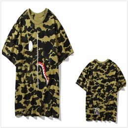 Designer Tees Colourful Women Tie Dye Shorts Sleeve Clothe Mens Designer t Shirts Shark Fake Zipper with Pattern Graphic BS74