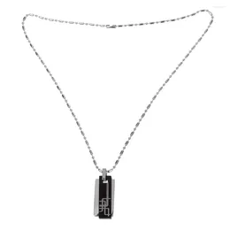 Keychains Black Fashion Men Jewellery 316L Stainless Steel Movable Square Column Titanium Necklaces Pendants With Bamboo Chain