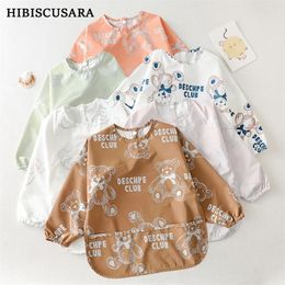Waterproof Oil-proof Soft Skin-friendly Baby Bibs With Pocket Kids Children Feeding Drawing Protection Smock Cloth Apron 240429