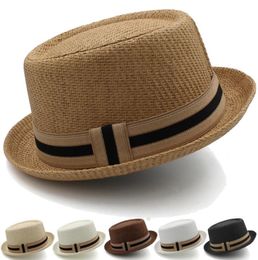 Wide Brim Hats Men Women Classical Straw Pork Pie Fedora Sunhats Trilby Caps Summer Boater Beach Outdoor Travel Party Size US 7 11750897