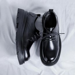 Casual Shoes British Style Thick Soled Work Clothes Men's Genuine Leather Street Dress Elegant