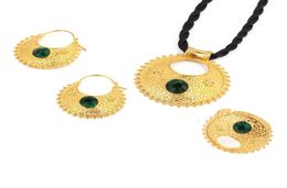Stone Ethiopian Jewellery sets Pendant Necklaces Earrings Ring Ethiopia Gold Colour Africa Bride Wedding Eritrea set4277010