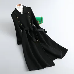 Casual Dresses 2024 Autumn/Winter Double Sided Cashmere Coat Women's Mid Length High End Slim Fit Waistband Woollen