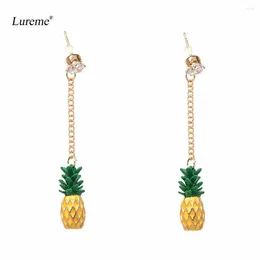 Dangle Earrings Lureme Fashion Lovely Yellow Pineapple Pendant Long Chain For Women (er005686)