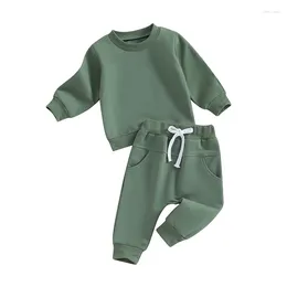 Clothing Sets Toddler Baby Cute Outfit Solid Color Long Sleeve Sweatshirt And Elastic Pants Set Born Infant Fall Clothes 2 Pcs