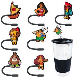 15colors cartoon girls silicone straw toppers accessories cover charms Reusable Splash Proof drinking dust plug decorative 8mm/10mm straw party