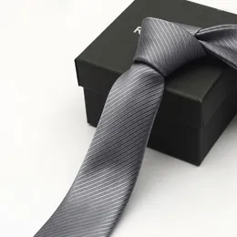 Bow Ties Solid Color Grey 6cm Skinny For Men Microfiber Striped Slim Necktie Boys Fashion Casual Neck Tie Corbatas Gravata Fift Box