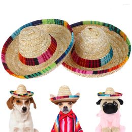 Dog Apparel Colourful Mini Pet Dogs Straw Hat Sombrero Cat Sun Beach Party Mexican Cap Hats Hawaii Style Supplies