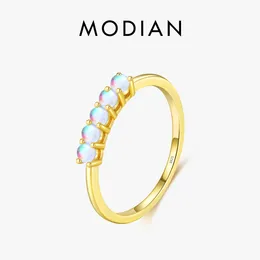 Cluster Rings MODIAN Genuine 925 Sterling Silver Exquisite Moonstone Ring Fashion Simple Gold Colour For Women Fine Jewellery Accessories