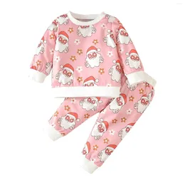 Clothing Sets Kids Girls Christmas Suit Print Long Sleeve Sweatshirt Top And Pants Set 2 Outfits Sweatpants