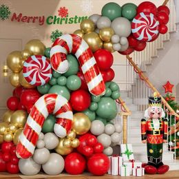 Party Decoration 168Pcs Christmas Balloon Garland Red Gold Green White Balloons Crutch Candy Arch For Year Deco