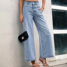 Pantaloni da donna sventura bordo della gamba lunghi larghi jeans larghi e dritti stampato per donne casual