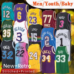 Infant Toddler Big Size Jersey 6 James 23 Curry 77 Doncic Jokic wembanyama LaMelo Ball WADE Tatum Stockton Butler Irving Morant Antetokounmpo Shaquille Carter