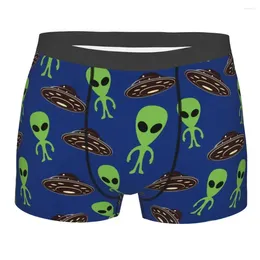 Underpants Printed Boxer Alien And UFO Shorts Panties Briefs Men Underwear Breathable For Male