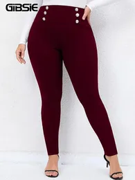 Pants GIBSIE Plus Size Solid Elegant Double Breasted Skinny Women Spring Summer Sexy Office Ladies High Waist Pencil