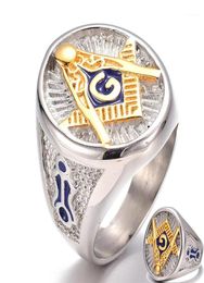 Vintage Stainless Steel Blue Masonic Ring for Men mason Symbol G Templar masonry Men Rings Gold Letter A Ring16229729