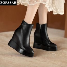 Boots Women Thick Sole Ankle Autumn Luxury Platform Casual Women's 12cm High Heels Wedges Shoes Woman Booties