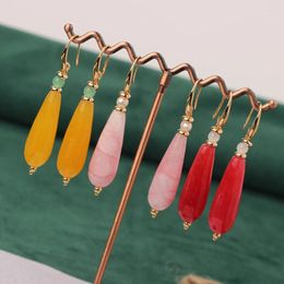 Dangle Earrings Design Natural Stones Chalcedony Simple Style Fresh Water Pearl Women