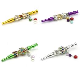 Metal Fashion Cigarette Holder With Bling Bling Jewellery Smoking Accessories Hookah Tips Aluminium Alloy Pipe Coulurful New Arriv2182340