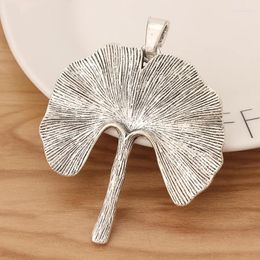 Pendant Necklaces 2 Pieces Tibetan Silver Color Large Ginkgo Leaf Charms Pendants For DIY Necklace Jewellery Making Findings Accessories