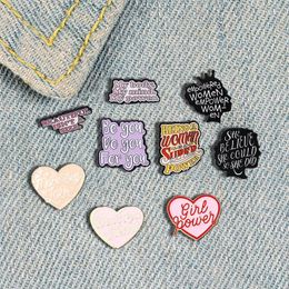 Brooches Heart Shaped Girl Power Enamel Pins My Body Mind More Self Love Brooch Badge Trendy Feminist Jewellery Gift For Women Friends