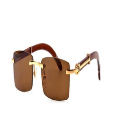 Luxury New arrival 2018 brand sunglasses for men women buffalo horn glasses rimless designer bamboo wood sunglasses with box case7224479