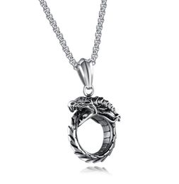 Ouroboros Uroborus Dragon Tail Serpent Pendant Stainless Steel Necklace8604269