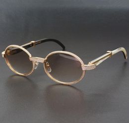 Diamond Men Oval Carter Glasses with Stone Luxury Eyewear Decoration sunglasses Retro Shades for Club2959471