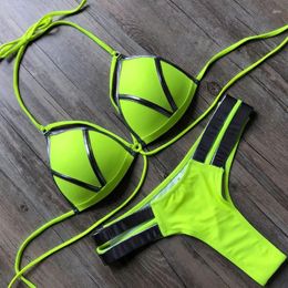 Women's Swimwear Sexy Brazilian Push Up Bikini 2024 Women String Bandeau Swimsuit Female Thong Set Bra Cup Halter Bathing Suit