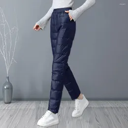 Women's Pants Women Cotton Trousers Winter High Waisted With Thick Windproof Fabric Warm Slim Fit Ladies Long