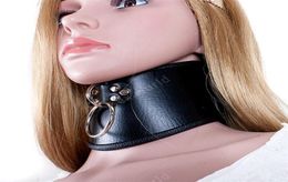 Newest 52 cm Sexy Black PU Leather Necklace Erotic Neck Collar Fetish Choker Bondage Adult Games Sex Toys q05061236912