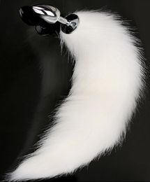 Flirting Toys White Fox Tail Anal Plug In Adult Games For FemaleMetal Anus Plug Fetish Porno Erotic Sex Products Toys For Women2580405