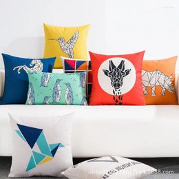 Pillow Simple Animal Modern Geometry Nordic Artistic Style British Abstract Linen Pillowcase 18x18in Short Plush Cover 45x45cm