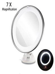 7X Magnifying Makeup Mirror Cosmetic LED Locking Suction Cup Bright Diffused Light 360 Degree Rotating Cosmetic Makeup8089702