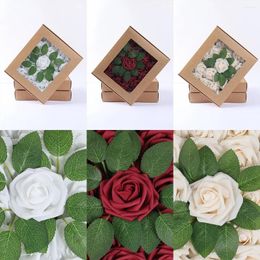 Decorative Flowers 25PCS Artificial Silk European Rose Box-packed Flower Peony Fake Home Garden Party Wedding Bouquets Decoration DIY Wreath