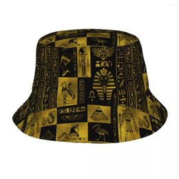 Berets Egyptian Egypt Pharaoh Ethnic Ancient Bucket Hats Summer Travel Headwear Stuff Fisherman Cap Outdoor Teen Boonie Hat Packable