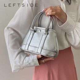 Evening Bags Y2K Style Silver Top Handle Leather Small Crossbody With Short For Women 2024 Design Luxury Tote Bag Handbags