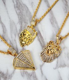 HIP Hop Jewelry Iced Out Chains Crystal JESUS Face Necklaces Gold Chain for Men Jewelry3421722