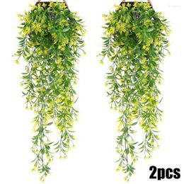 Decorative Flowers 2pcs Plant Rattans Artificial Ivy Flower Vine Garland Hanging Home Garden Trailing Basket Party Decorations