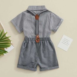 Clothing Sets Toddler Kid Clothes Boy Summer Baby Boys Clothing Stripe Pattern Short Sleeve Shirt with Suspender Shorts Set Gentleman Outfit