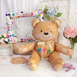 Party Decoration Birthday Po Frame Balloons With 3D Bear Foil Decorations Baby Shower 2pcs/lot