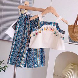 Clothing Sets Summer Girls Princess Clothes Suits Lace Embroidered Vest Shirt+Pants Fashion Children Clothing Sets Toddler Girl Outfits 2-7Yrs