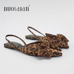 Summer Women Pointed Toe Flat Sandals Shoes Without Heels Leopard Print Ladies Brand Casual Slingback Woman Flats low shoes 240426