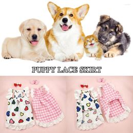 Dog Apparel Dresses Princess Style Pet Skirt Love Printed Plaid Breathable Sweet Clothing For Cat Small Dogs Accessories