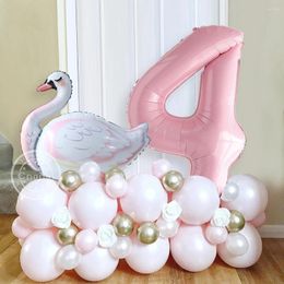 Party Decoration Big White Swan Balloon 40inch Number Pink Foil Globos Birthday Sweet Weeding Decorations Kids Baby Shower Animals Balloons