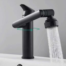 Bathroom Sink Faucets 360 Degree Rotating Bathroom Mixer Tap Matte Black Basin Faucet With 2 Spraying Mode