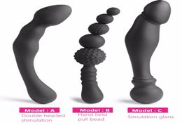 NEW 3 Styles Manual Black Big Pull Beads Anal Plug Silicone Dildo Anal Double Head Butt Plug Sex Toys For Gay Men3419430